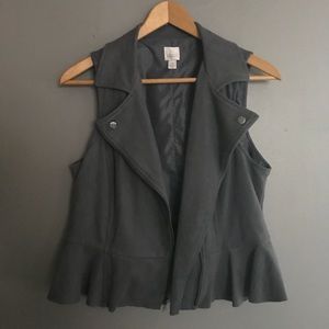 LC Lauren Conrad Slate Peplum Vest-NWOT